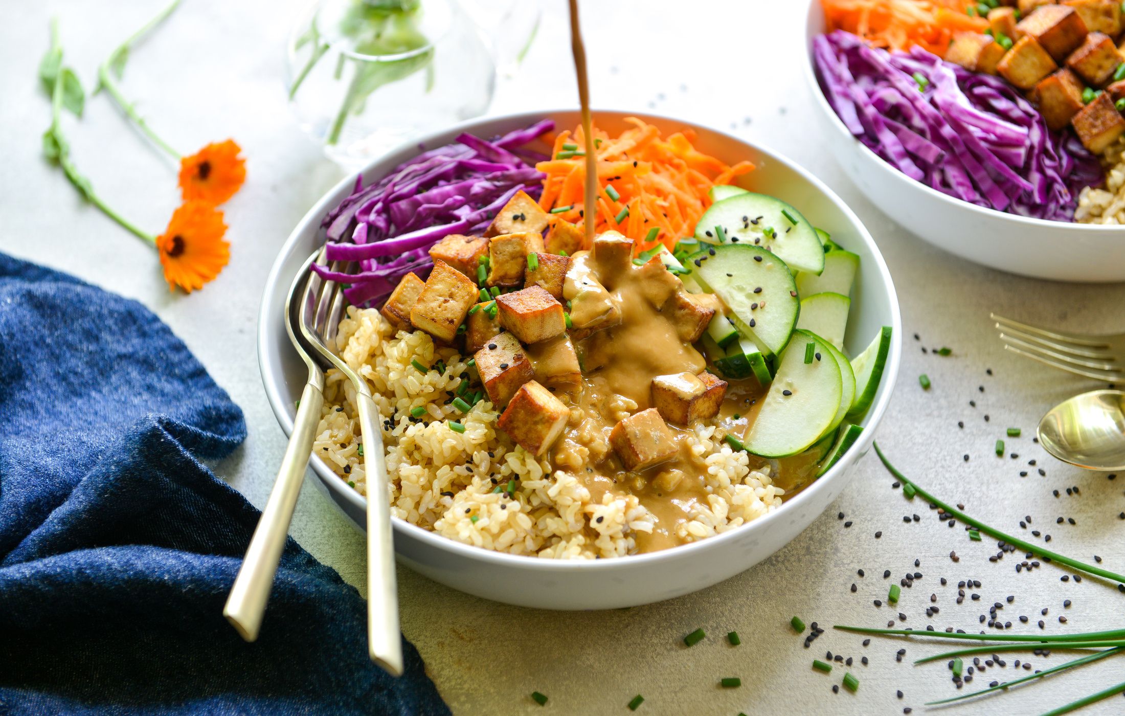 Brown Rice, Tofu, and Veggie Bowls Nourishing Meals®